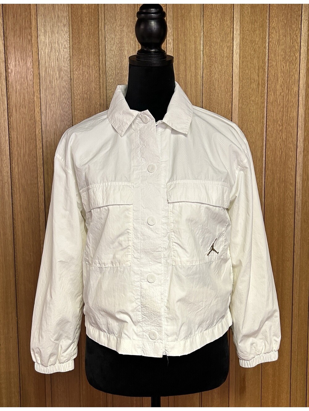 Nike Jordan Flight Windbreaker Jacket White Youth Large Jumpman Snap Front